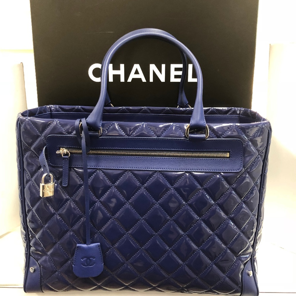 NEW CHANEL Timeless Quilted Royal Blue Tote Bag